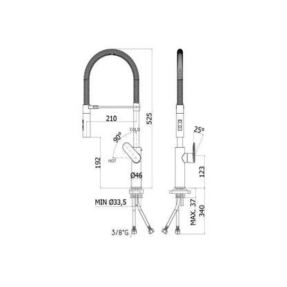 Miscelatore cucina Professional con doccetta serie Candy modello CA179CRNO cromato con molla nero opaco Paffoni by CeramicStore | Lo specialista del tuo bagno
