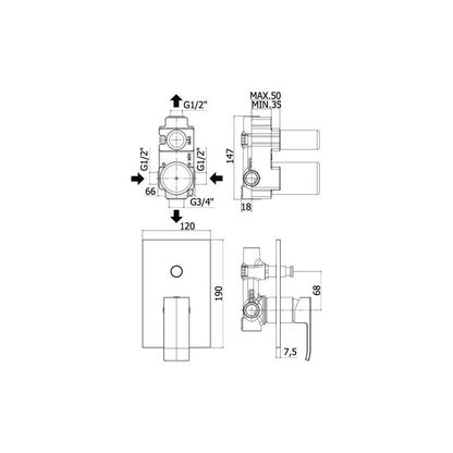 Miscelatore incasso doccia con piastra in metallo con deviatore serie Effe modello EF015CR/M cromato Paffoni by CeramicStore | Lo specialista del tuo bagno
