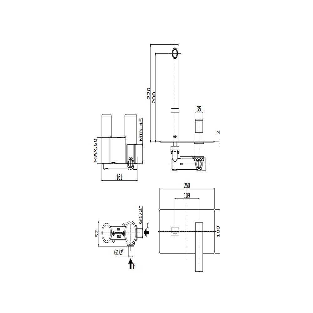 Miscelatore lavabo incasso 2 Fori serie Effe modello EF104CR cromato Paffoni by CeramicStore | Lo specialista del tuo bagno