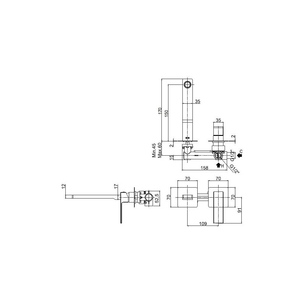 Miscelatore lavabo incasso 2 Fori serie Effe modello EF104CR70 cromato Paffoni by CeramicStore | Lo specialista del tuo bagno