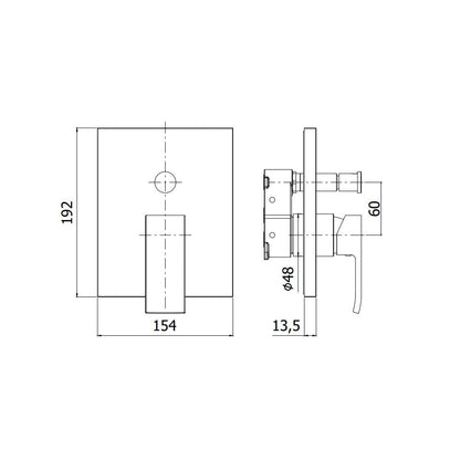 Miscelatore incasso doccia con deviatore PBOX 015 con piastra ABS serie EFFE modello EFBOX015CR cromato Paffoni by CeramicStore | Lo specialista del tuo bagno
