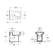 Bidet monoforo installazione filo parete 46x35 cm modello Nuvola Mini- Azzurra Ceramica