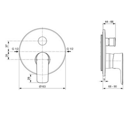 Miscelatore doccia con deviatore senza corpo incasso Ideal Standard Connect AIR SilverStorm by CeramicStore | Lo specialista del tuo bagno