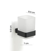 Portaspazzolini a parete con contenitore in Vetro Satinato Gedy serie Lounge - Nero Matt