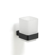 Portaspazzolini a parete con contenitore in Vetro Satinato Gedy serie Lounge - Nero Matt