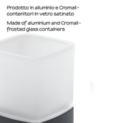 Portaspazzolini da appoggio con contenitore in Vetro satinato di Gedy serie Lounge - Nero Matt