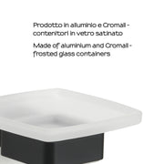 Portasapone a parete Gedy serie Lounge con contenitore in Vetro Satinato - Nero Matt by CeramicStore | Lo specialista del tuo bagno