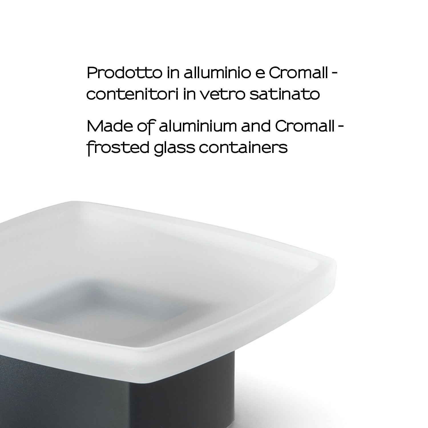 Portasapone a parete Gedy serie Lounge con contenitore in Vetro Satinato - Nero Matt by CeramicStore | Lo specialista del tuo bagno