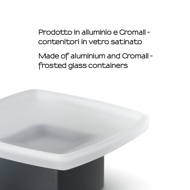 Portasapone a parete Gedy serie Lounge con contenitore in Vetro Satinato - Nero Matt by CeramicStore | Lo specialista del tuo bagno