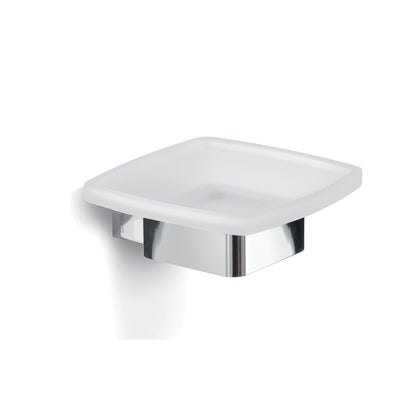 Portasapone a parete Gedy serie Lounge con contenitore in Vetro Satinato - Cromato by CeramicStore | Lo specialista del tuo bagno