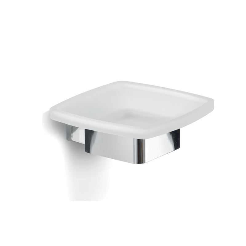 Portasapone a parete Gedy serie Lounge con contenitore in Vetro Satinato - Cromato by CeramicStore | Lo specialista del tuo bagno