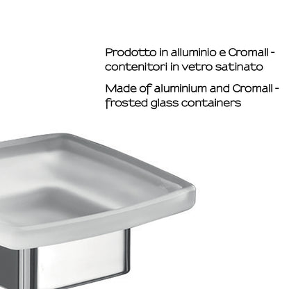 Portasapone a parete Gedy serie Lounge con contenitore in Vetro Satinato - Cromato by CeramicStore | Lo specialista del tuo bagno