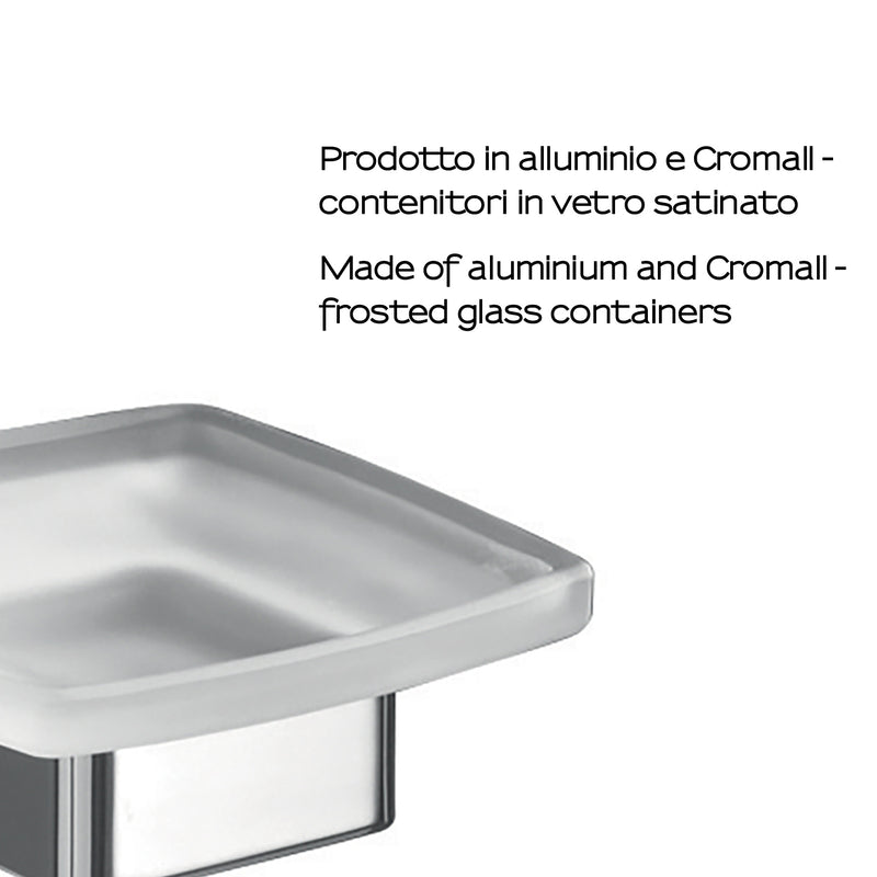 Portasapone a parete Gedy serie Lounge con contenitore in Vetro Satinato - Cromato by CeramicStore | Lo specialista del tuo bagno