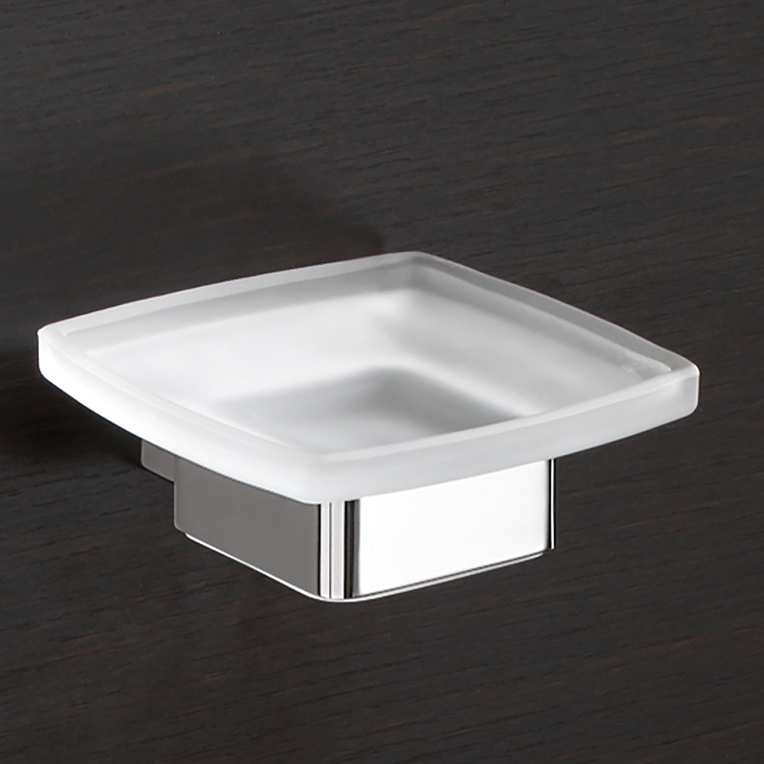 Portasapone a parete Gedy serie Lounge con contenitore in Vetro Satinato - Cromato by CeramicStore | Lo specialista del tuo bagno