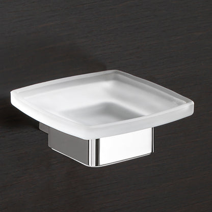 Portasapone a parete Gedy serie Lounge con contenitore in Vetro Satinato - Cromato by CeramicStore | Lo specialista del tuo bagno