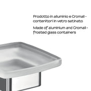 Portasapone da appoggio Gedy serie Lounge con contenitore in Vetro Satinato - Cromato