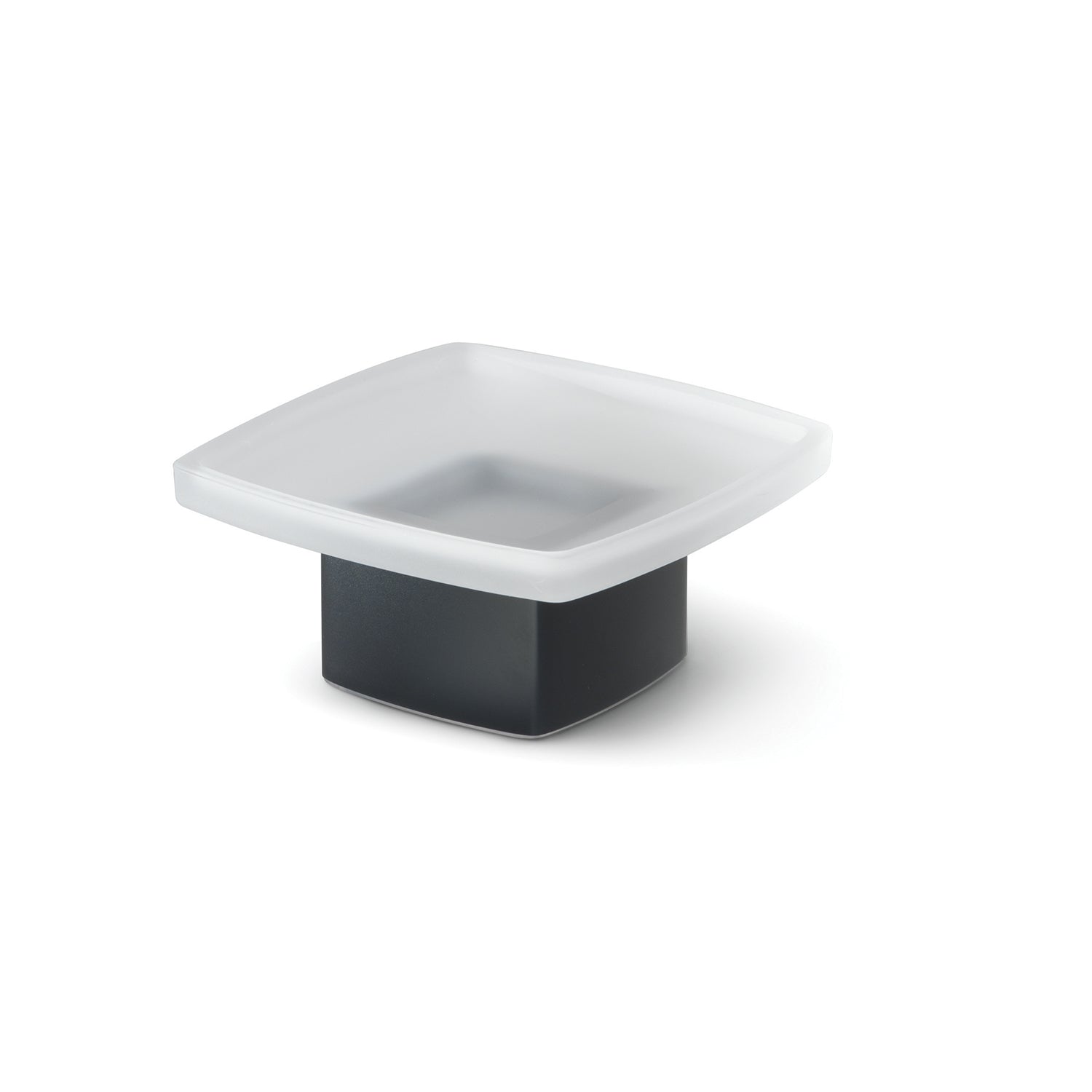 Portasapone da appoggio Gedy serie Lounge con contenitore in Vetro Satinato - Nero Matt