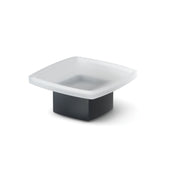 Portasapone da appoggio Gedy serie Lounge con contenitore in Vetro Satinato - Nero Matt