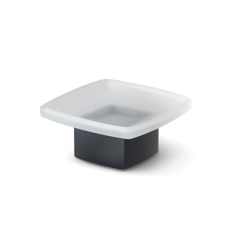 Portasapone da appoggio Gedy serie Lounge con contenitore in Vetro Satinato - Nero Matt