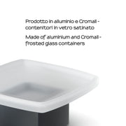 Portasapone da appoggio Gedy serie Lounge con contenitore in Vetro Satinato - Nero Matt
