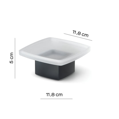 Portasapone da appoggio Gedy serie Lounge con contenitore in Vetro Satinato - Nero Matt