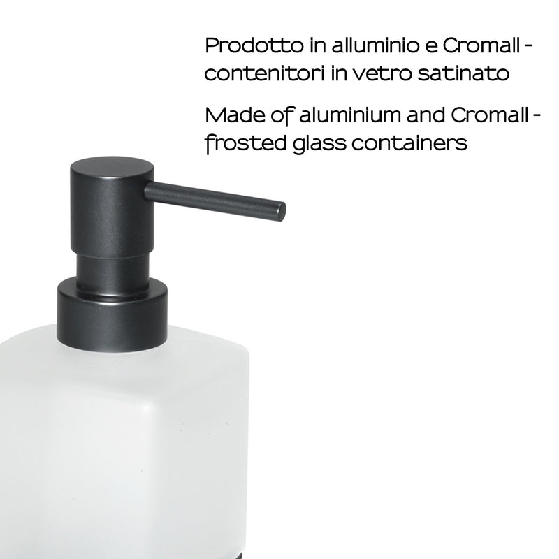 Dispenser sapone da appoggio con erogatore in Ottone Gedy serie Lounge - Nero Matt