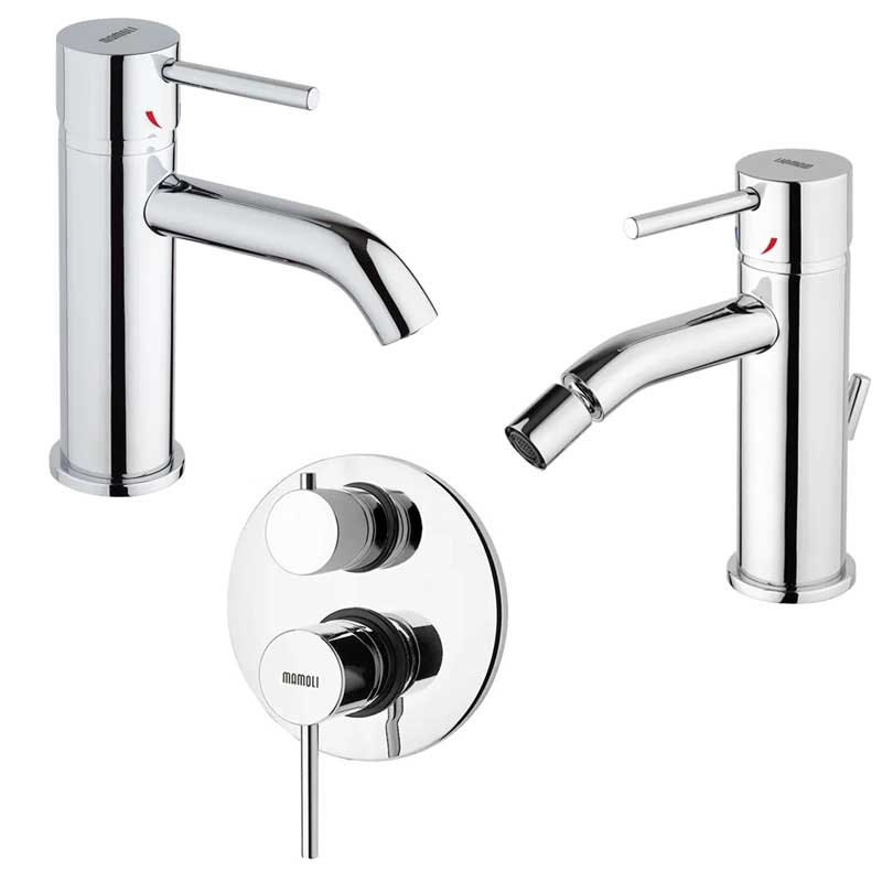 Set di Rubinetti Doccia con Deviatore, Lavabo e Bidet con scarico in ottone Cromo collezione Pico di Mamoli Rubinetterie by CeramicStore | Lo specialista del tuo bagno