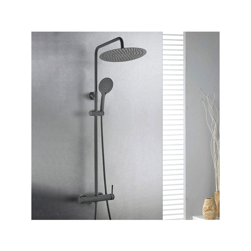 Colonna doccia con soffione tondo ultrapiatto e doccetta due funzioni by GME - Nera opaca by CeramicStore | Lo specialista del tuo bagno
