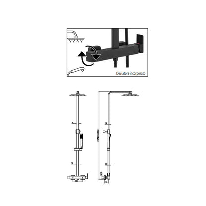 Colonna doccia con soffione ultrapiatto 'Inverter C' by GME - Nera opaca by CeramicStore | Lo specialista del tuo bagno