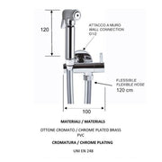 Set con idroscopino, flessibile e supporto ottone lux, finitura cromata by CeramicStore | Lo specialista del tuo bagno
