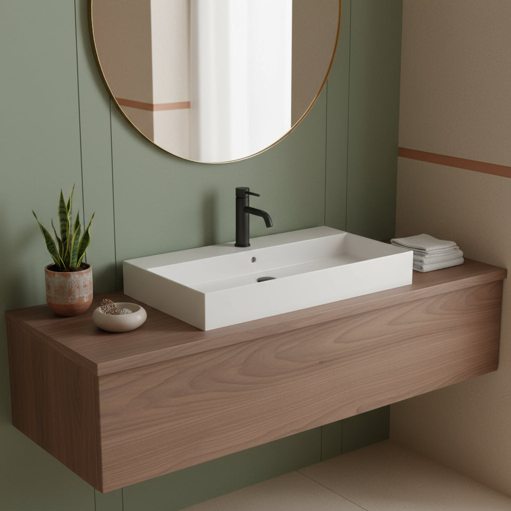Lavabo da appoggio/sospeso 91x46cm serie Meg11 Pro di Ceramica Galassia -  Bianco lucido