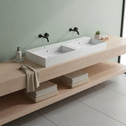 Lavabo da appoggio/sospeso 2 vasche 141x46cm serie Meg11 Pro di Ceramica Galassia -  Bianco lucido