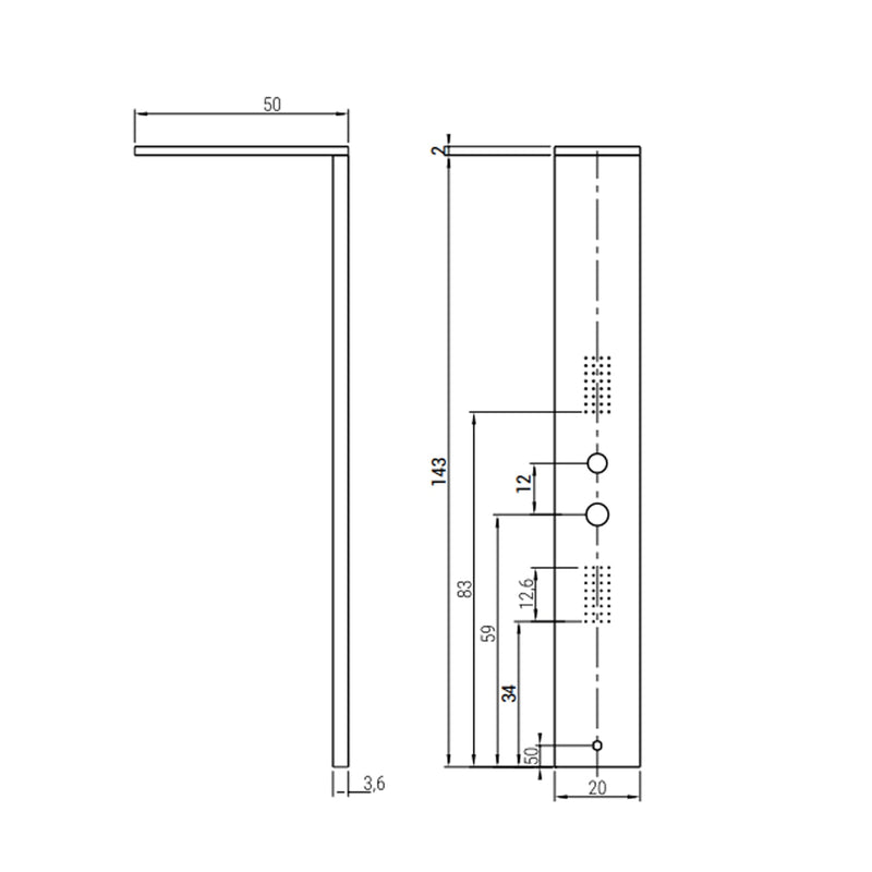 Pannello doccia multifunzione DocciaGo modello Nilo in acciaio inox 145x20 cm - Cromo