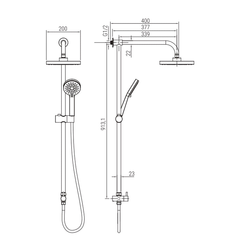 Colonna doccia Dama DocciaGo in acciaio inox cromo lucido con soffione e doccetta - Cromo
