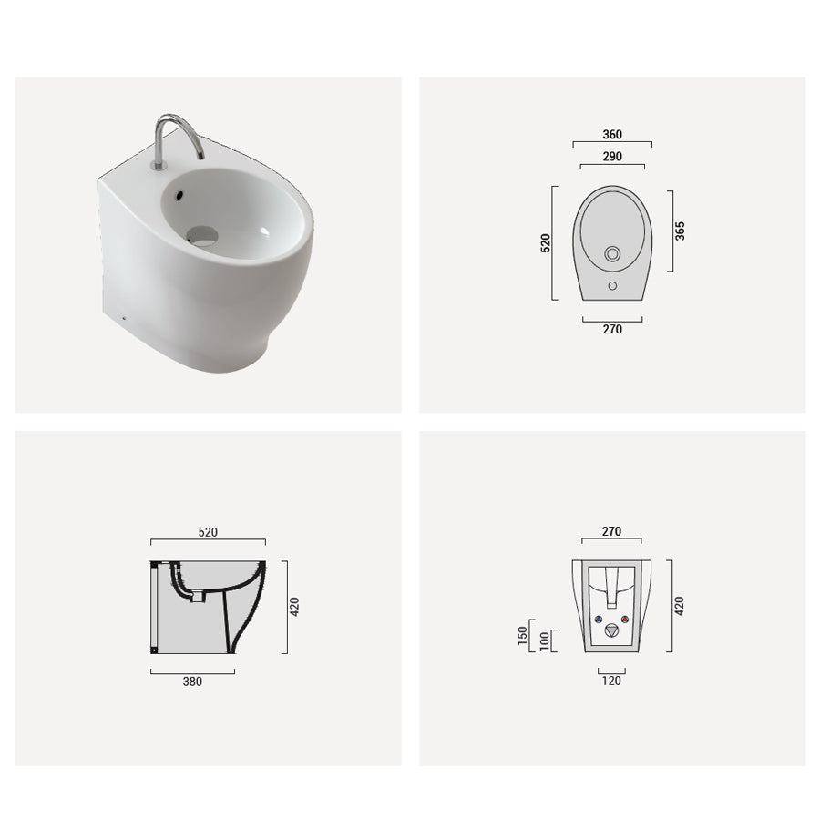 Coppia di sanitari filoparete con copriwater slim modello Gran Mascalzone cm 52 - senza brida