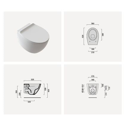 Coppia di sanitari sospesi con copriwater slim modello Gran Mascalzone cm 52- senza brida