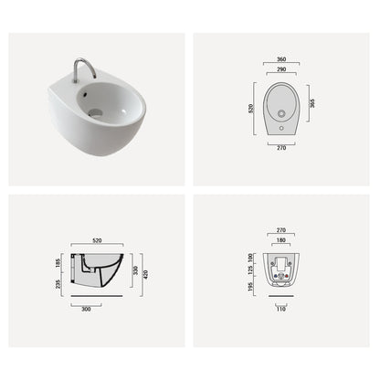 Coppia di sanitari sospesi con copriwater slim modello Gran Mascalzone cm 52- senza brida