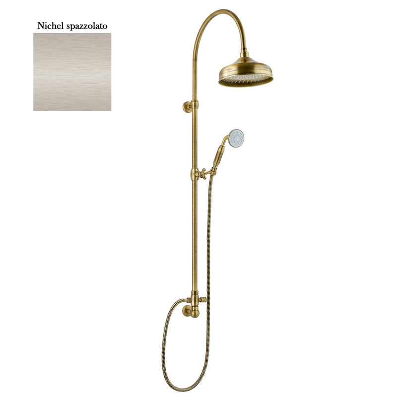 Colonna doccia nichel orientabile con soffione Lord, deviatore e presa acqua 1/2F by CeramicStore | Lo specialista del tuo bagno