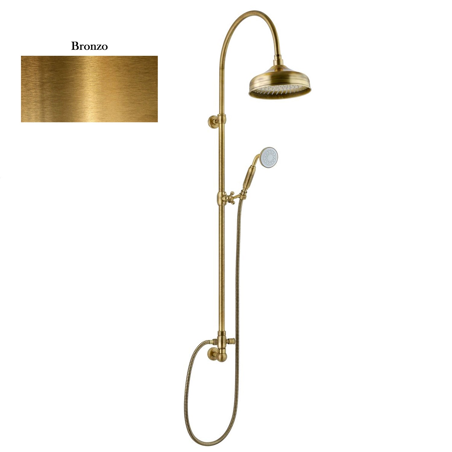 Colonna doccia bronzo orientabile con soffione Lord, deviatore e presa acqua 1/2F by CeramicStore | Lo specialista del tuo bagno