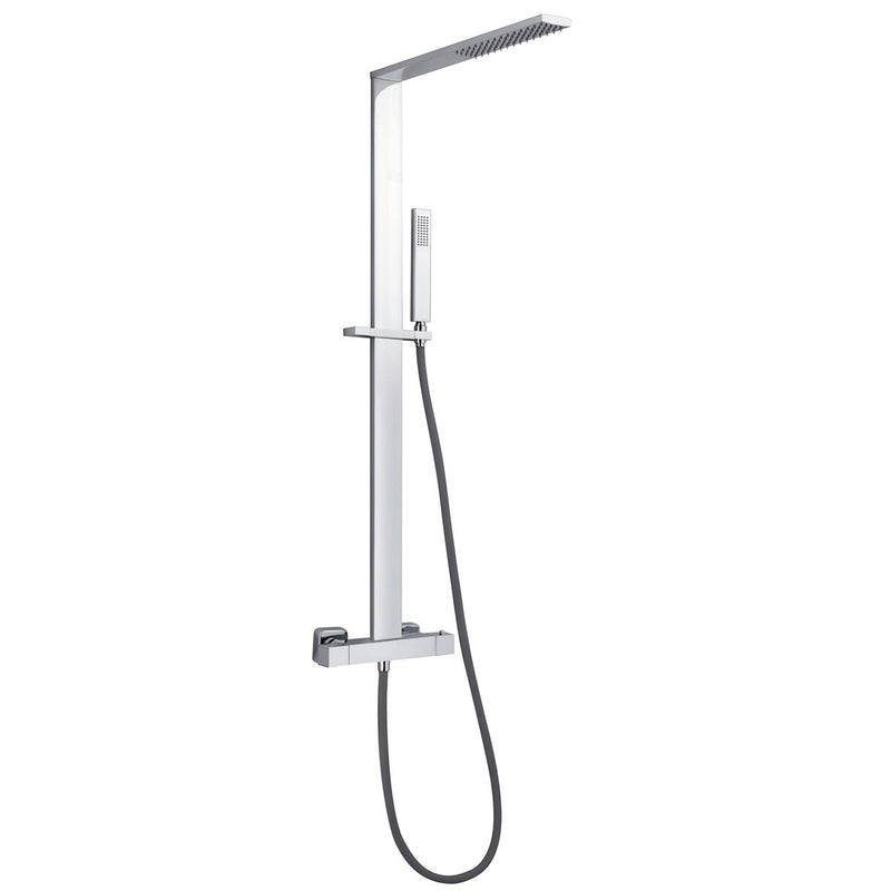 Colonna doccia rettangolare in ottone, con soffione e termostatico by CeramicStore | Lo specialista del tuo bagno