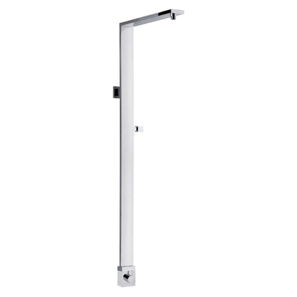 Colonna doccia rettangolare in ottone con supporto e presa acqua a muro by CeramicStore | Lo specialista del tuo bagno