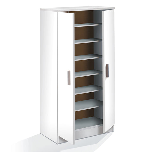 Armadio portascarpe 2 ante con 6 ripiani. Materiale melaminico, colore bianco. by CeramicStore | Lo specialista del tuo bagno