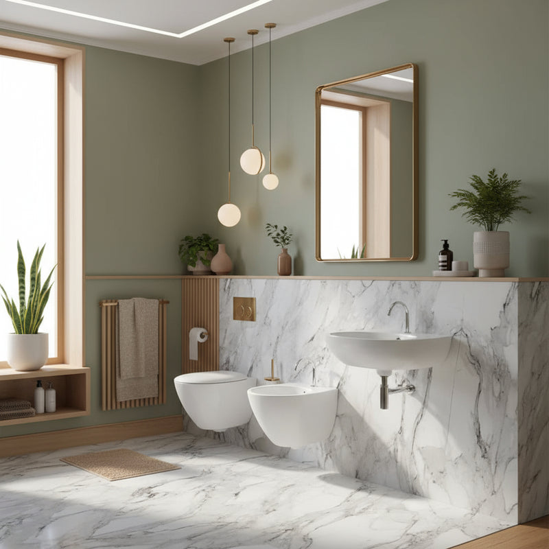 Sanitari sospesi moderni Domus Falerii Mascalzone profondità 48 cm con sedile normal close