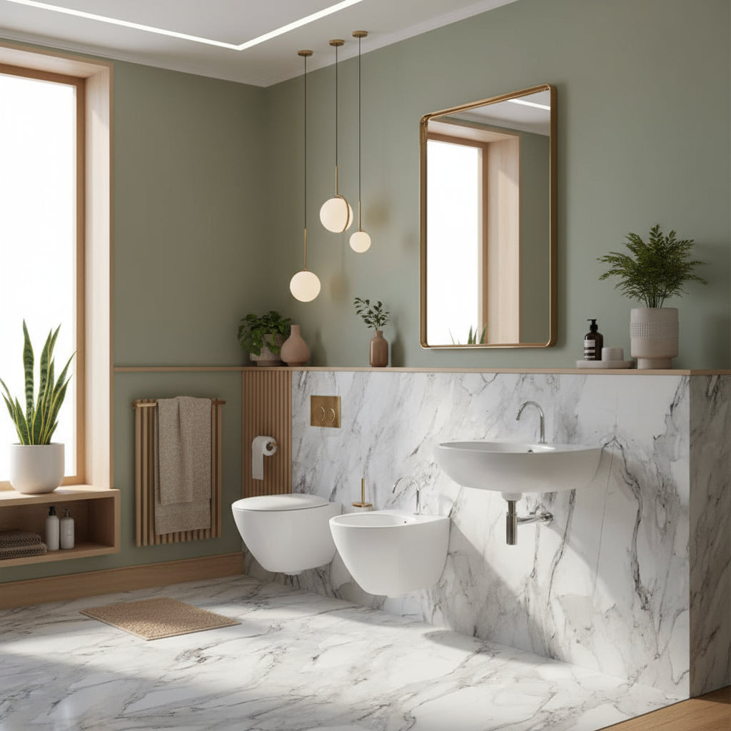 Sanitari sospesi moderni Domus Falerii Mascalzone profondità 48 cm  con sedile normal close