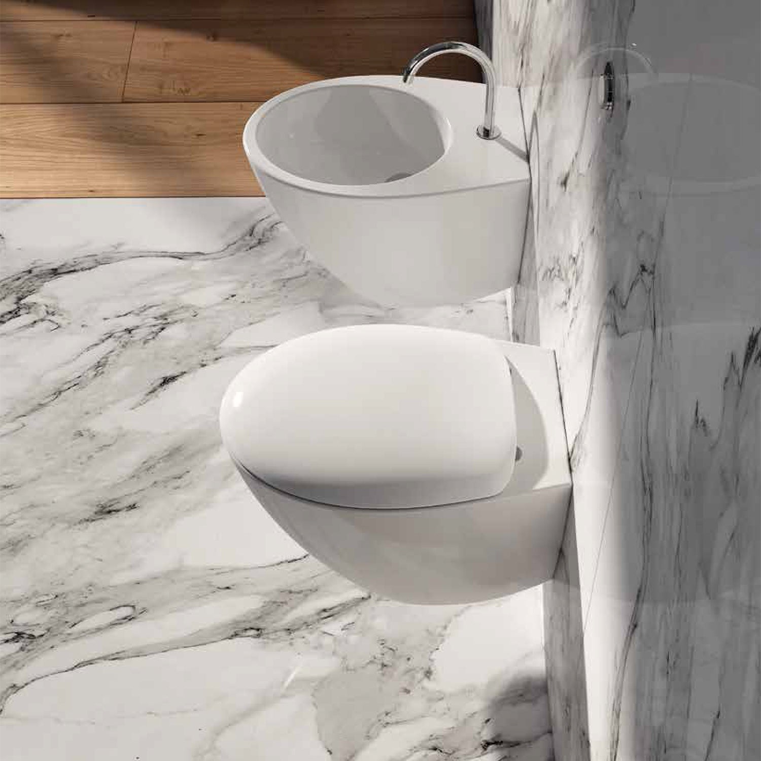 Sanitari sospesi moderni Domus Falerii Mascalzone profondità 48 cm  con sedile normal close