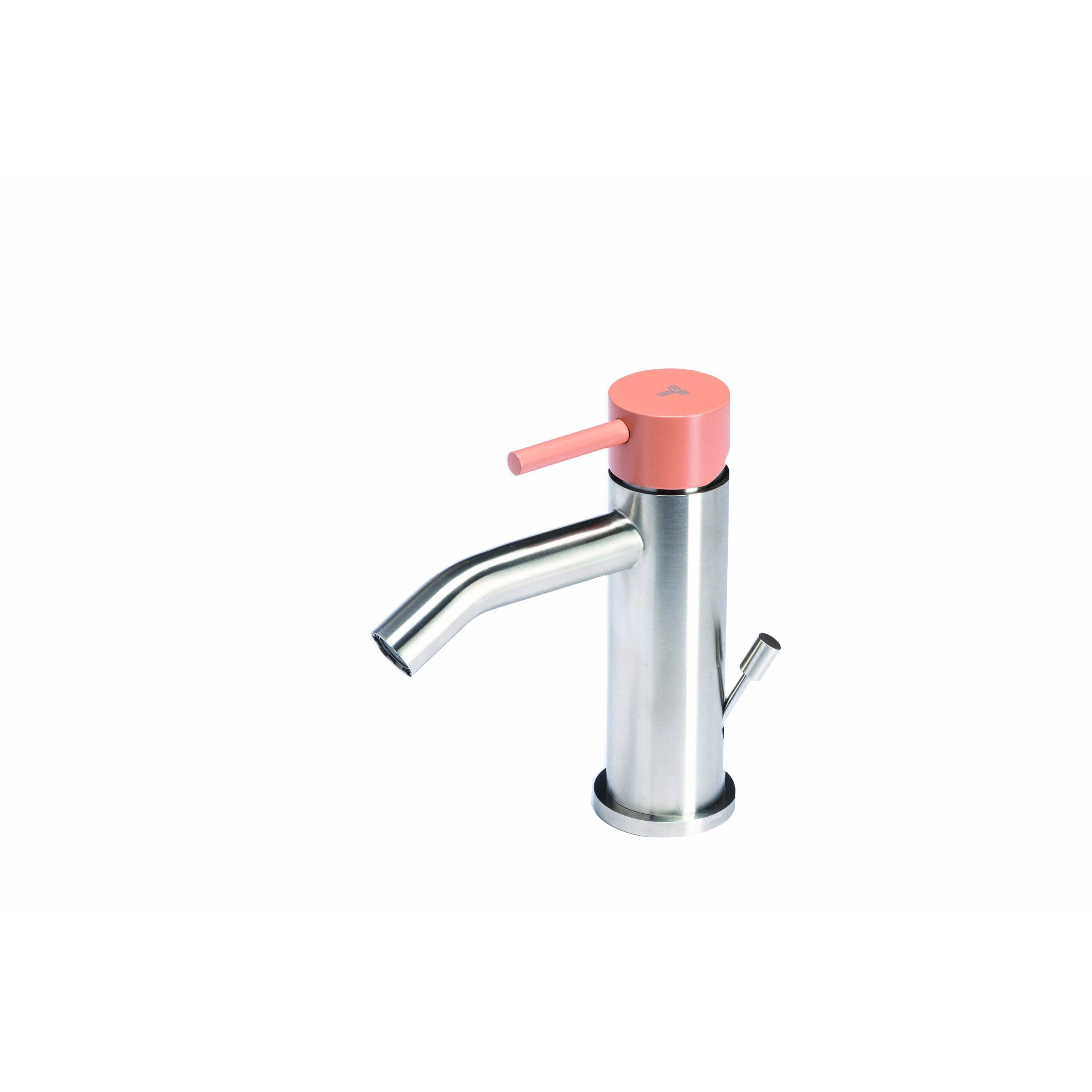 Rubinetto miscelatore Bidet con scarico in acciaio inox Finitura Spazzolata con Maniglia colore Cipria Tubico Colorado by CeramicStore | Lo specialista del tuo bagno