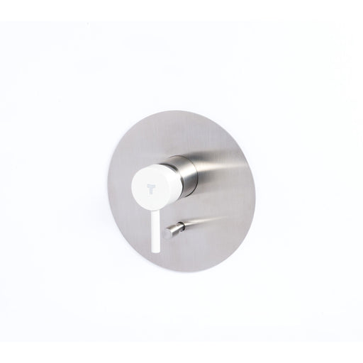 Rubinetto miscelatore Doccia incasso con deviatore a due vie in acciaio inox Finitura Spazzolata con Maniglia colore Perla Tubico Colorado by CeramicStore | Lo specialista del tuo bagno