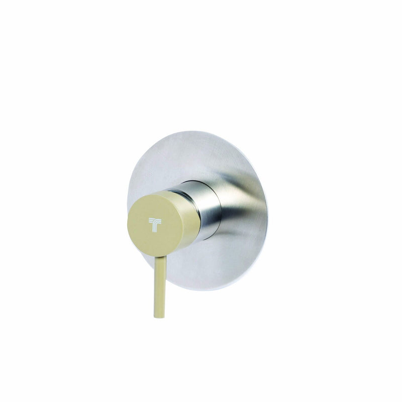 Rubinetto miscelatore Doccia incasso a una via in acciaio inox Finitura Spazzolata con Maniglia colore Ulivo Tubico Colorado by CeramicStore | Lo specialista del tuo bagno