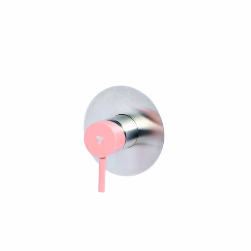 Rubinetto miscelatore Doccia incasso a una via in acciaio inox Finitura Spazzolata con Maniglia colore Cipria Tubico Colorado by CeramicStore | Lo specialista del tuo bagno