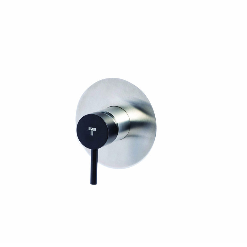 Rubinetto miscelatore Doccia incasso a una via in acciaio inox Finitura Spazzolata con Maniglia colore Carbone Tubico Colorado by CeramicStore | Lo specialista del tuo bagno